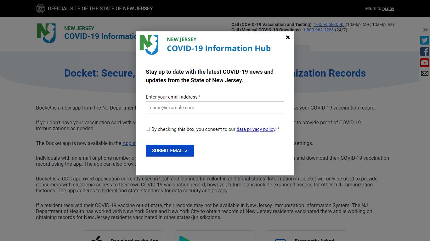 Docket: Secure, Digital Access to COVID-19 Immunization Records